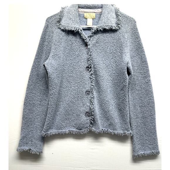 Vintage Sigren Olsen Blue Wool Blend Button Front Cardigan Med Grandmacore - Picture 1 of 10